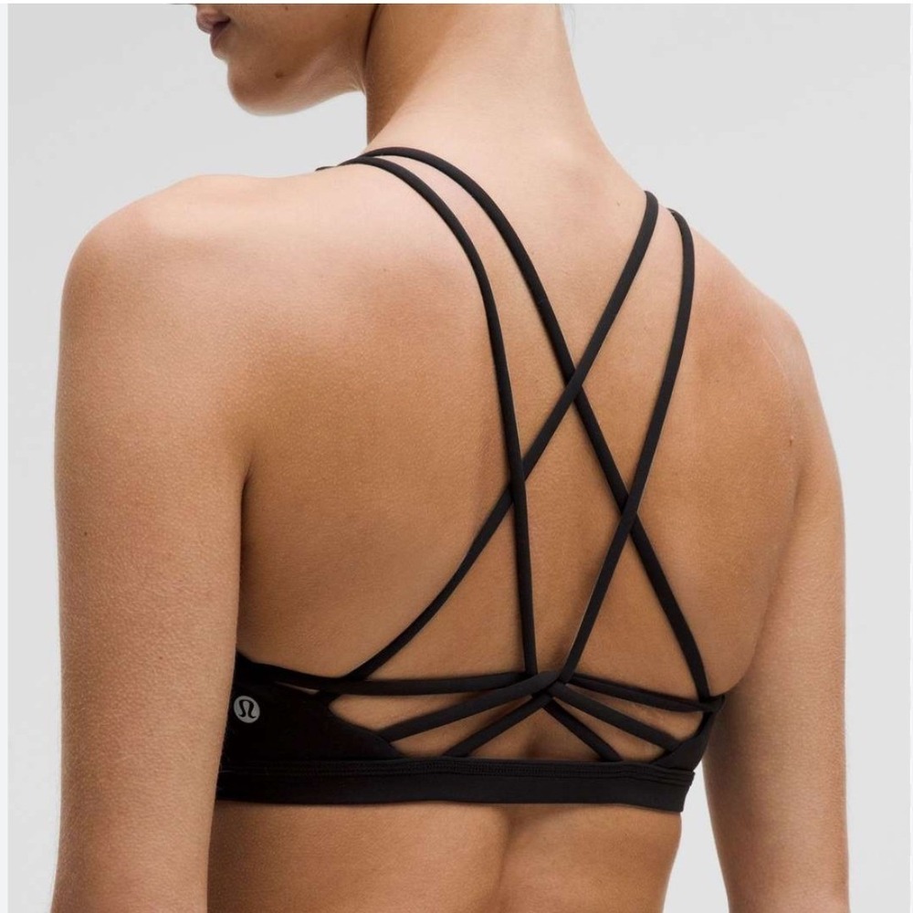 Lululemon Free To Be Wild Sports Bra Black Strappy Yoga Gym Size 8